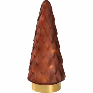 LED tr&aelig; i glas, 10,5x24,5cm, bordeaux, glas, mat