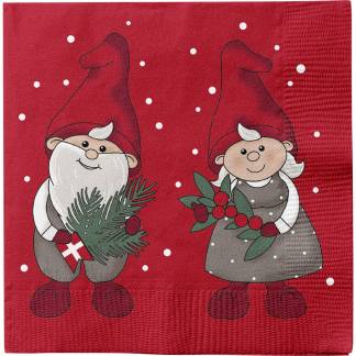 Frokostserviet, 3-lags, 1/4 fold, 33x33cm, rød