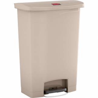 Pedalspand, Rubbermaid Slim Jim Step-on, beige, plast, 90 l, med hjul, l&aring;g og pedal, s&aelig;kkeholder,...