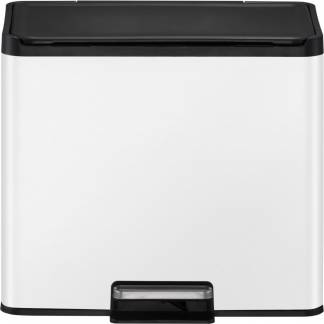 Pedalspand, EKO Essential, hvid, rustfrit stål, 2-rums, 2x15 l, plast inderspande, soft close