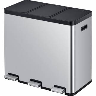 Pedalspand, EKO Essential, stål mat, 3-rums, 3x20 l, med plastik inderspand, soft close låg, fing...