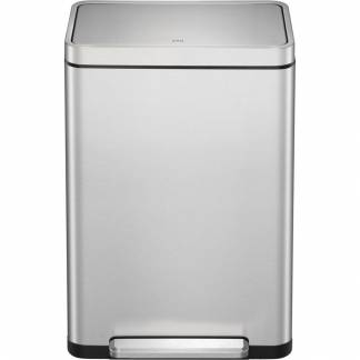 Pedalspand, EKO X-Cube, stål mat, rustfrit stål, 2-rums, 2x20 l, med plast inderspand og soft close