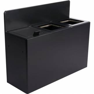 Affaldsspand, V-Part, sort mat, pulverlakeret stål, 3-rums, 3x20 l