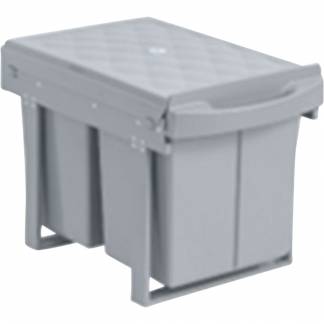 Affaldsspand, V-Part, grå, plast/stål, 2-rums, 2x8 l, med udtræksfunktion