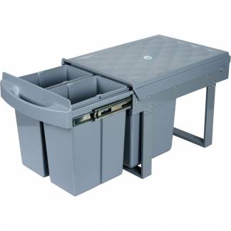 Affaldsspand, V-Part, grå, plast/stål, 4-rums, 4x8 l, med udtræksfunktion