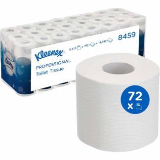 Toiletpapir, Kimberly-Clark Kleenex, 3-lags, 24,38m x 9,38cm, Ø10,4cm, hvid