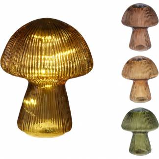 LED lampe, Mushroom, 16,5x20,5cm, glas, assorteret