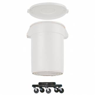 Affaldsspand, Rubbermaid Brute, hvid, plast, 76 l, med hjul og låg