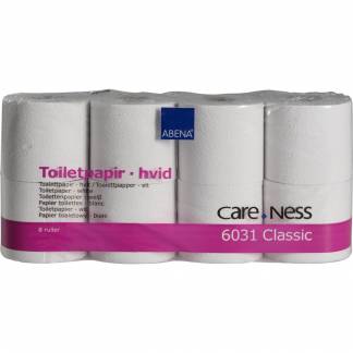 Toiletpapir, ABENA Care-Ness Classic, 2-lags, 50m x 9,6cm, Ø11,5cm, hvid