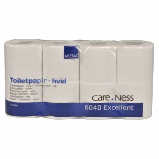 Toiletpapir, ABENA Care-Ness Excellent, 2-lags, 33,75m x 9,8cm, Ø10cm, hvid