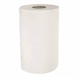 Håndklæderulle, ABENA Care-Ness Excellent, 2-lags, Mini, 72m x 20cm, Ø12,5cm, hvid, nyfiber