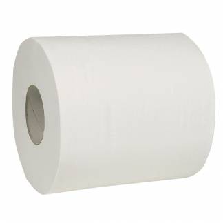 Håndklæderulle, ABENA Care-Ness Excellent, 2-lags, Midi, 153m x 20cm, Ø18cm, hvid, nyfiber