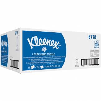 Håndklædeark, Kimberly-Clark Kleenex, 2-lags, Z-fold, 31,8x21,5cm, 10,6 cm, hvid
