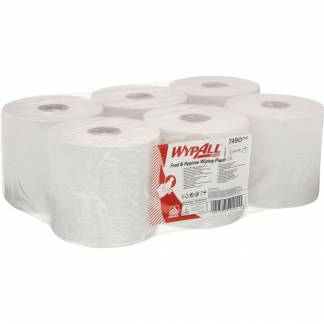 Håndklæderulle, Kimberly-Clark Wypall L10, 1-lags, Midi, 239,4m x 18,3cm, Ø19,2cm, hvid, genanven...