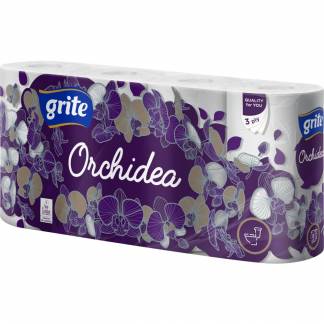 Toiletpapir, Grite Orchidea White, 3-lags, 17,4m x 9,6cm, hvid