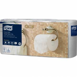 Toiletpapir, Tork T4 Premium, 3-lags, 19,1m x 9,8cm, hvid