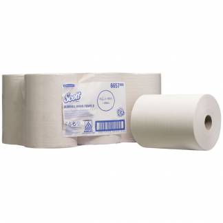 Håndklæderulle, Kimberly-Clark Scott, 1-lags, 165m x 19,8cm , Ø15cm, hvid, blandingsfibre