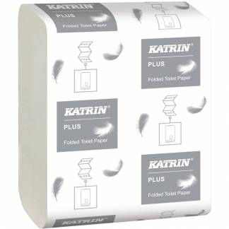 Toiletpapir i ark, Katrin Plus, 2-lags, 23x10,3cm, hvid