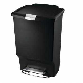 Pedalspand, Simplehuman, sort, plast, 45 l, med bred pedal, soft close låg