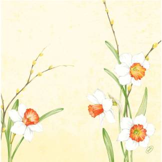 Middagsserviet, Dunisoft, Daffodil Joy, 1/4 fold, 40x40cm