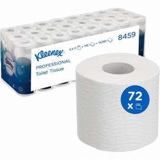 Toiletpapir, Kimberly-Clark Kleenex, 3-lags, 24,38m x 9,38cm , Ø10,4cm, hvid