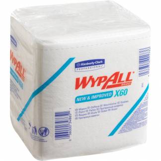 Industriaftørring, Kimberly-Clark WyPall X60, 1-lags, 30,5x31,8cm, hvid