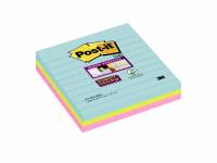 Post-it blok Super Sticky ass. linieret 101x101mm 3blk/pak