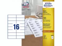 Kopietiket 37x105mm 16/ark 100ark/pak 18034 Hvid 1x1x1mm (1600EA)