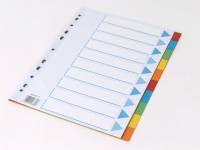 Faneblad Q-Line A4 10-delt karton m/kartonforblad Assorteret 297x225x3mm (1)