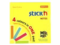 Notes Stick'N Magic Neon 76x76mm 4 farver 100blade ASSORTERET 1x1x1mm (1)