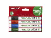 Marker Penol 0750 ass. 2-5mm skå spids sort/rød/blå/grøn 4stk