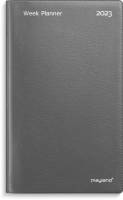 Week Planner vinyl m&oslash;rk gr&aring; 9,5x6,8cm 2023 h&oslash;jformat