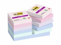 Post-it® Super Sticky Notes, Soulful farvekollektion, 47,6 mm x 47,6 mm, 90 ark pr. blok, 12 blokke Ass. 1x1x1mm (1)