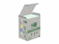 Post-it® Recycled Notes,6 blokke assorterede farver, 38 mm x 51 mm, 100 ark 