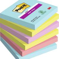 Post-it blok Super Sticky ass. 76x76mm 6blk/pak Cosmic farvekollektion