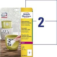Laseretiket Avery stærk aftagelig 210x148mm 40stk/ark 20ark/pak