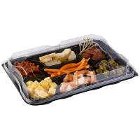 Tapasbakke 7-rums m/låg PET sort 350x245x40mm 25sæt/kar,(133228)
