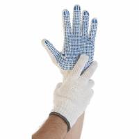 Handsker strik hvide m/dotter str. 9/L 12par/pak