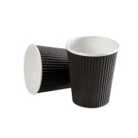 Kaffebæger 12oz 34cl  Black line ripple wall pap 600stk/kar
