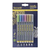 Chalkmarker Securit metallic farver 1-2mm 7stk/pak