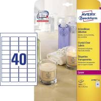 Laseretiket Avery Crystal Clear 45,7x25,4mm 40/ark 25ark/pak