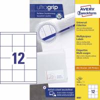 Universaletiket Avery 3661 67,7x70mm 12stk/ark 100ark/pak
