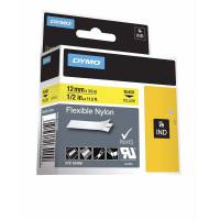 Labeltape DYMO Rhino 12mmx3,5m sort p&aring; gul nylon