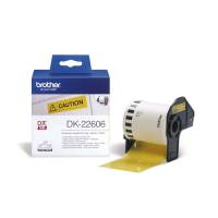 Labeltape Brother DK-22606 62mmx15,24m sort p&aring; gul filmtape
