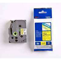 Labeltape Brother TZe-651 24mmx8m sort på gul lamineret