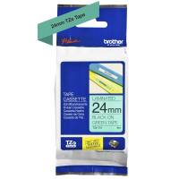 Labeltape Brother TZe-751 24mmx8m sort på grøn lamineret