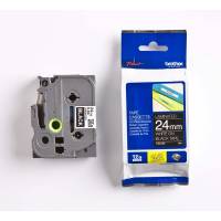 Labeltape Brother TZe-355 24mmx8m hvid på sort lamineret
