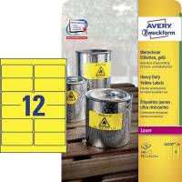 Laseretiket Avery stærk gul 99,1x42,3mm 12stk/ark 20ark/pak