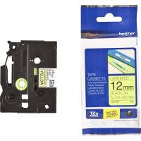 Labeltape Brother TZe-C31 12mmx5m sort på neongul lamineret