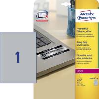 Laseretiket Avery sølv 210x297mm 20ark/pak L6013-20